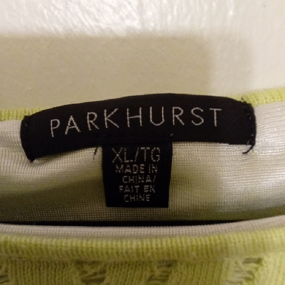 Womans XL Parkhurst Lime Green Relaxed Ribbed Tunic Knitted Opened Tank Under - Picture 2 of 4